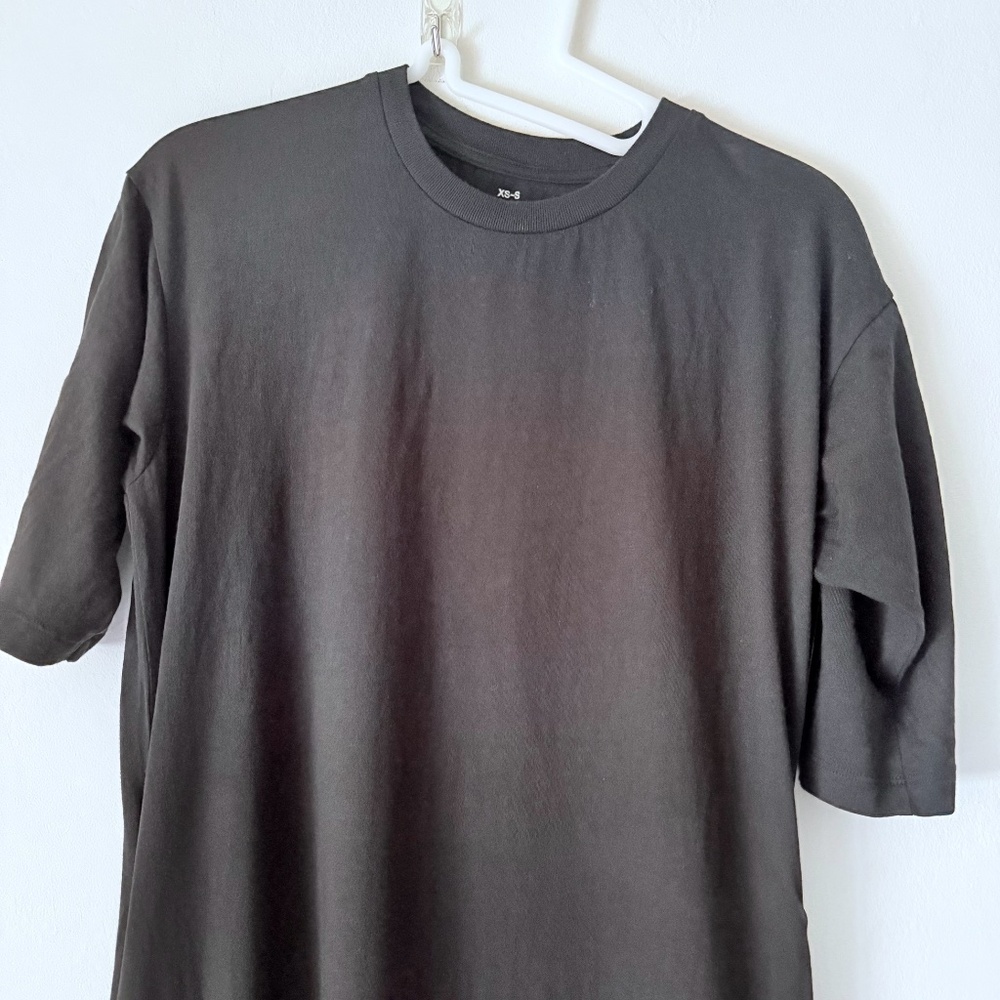 Muji XS-S Black 1/2 Sleeve Midi T-Shirt Dress - Picture 3 of 9